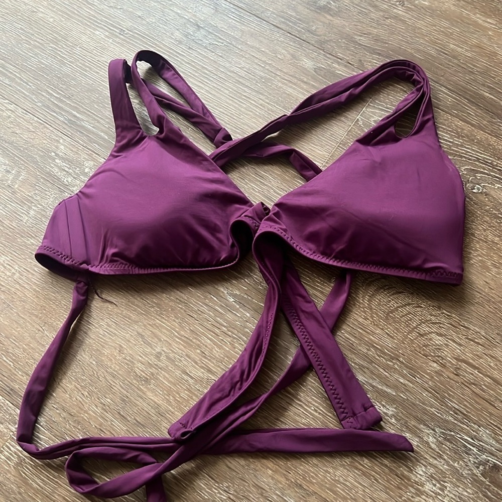Becca purple cross swim top - worn once